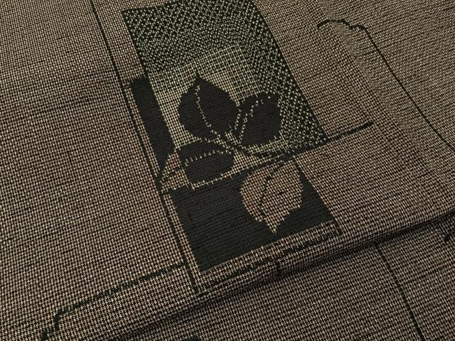 平和屋着物■上質な紬　草葉文　正絹　逸品　BAAY8066hj