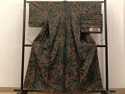 平和屋着物■本場大島紬　流水菊梅文　証紙付き　正絹　逸品　未使用　BAAY8067hj