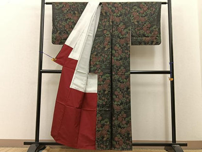 平和屋着物■本場大島紬　流水菊梅文　証紙付き　正絹　逸品　未使用　BAAY8067hj