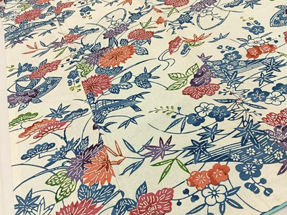 平和屋着物■上質な小紋　紬地　型染め　流水草花文　正絹　逸品　BAAY8068hj