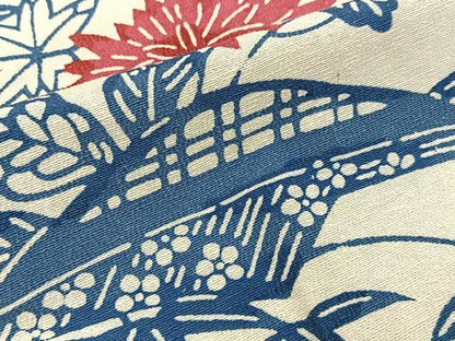 平和屋着物■上質な小紋　紬地　型染め　流水草花文　正絹　逸品　BAAY8068hj