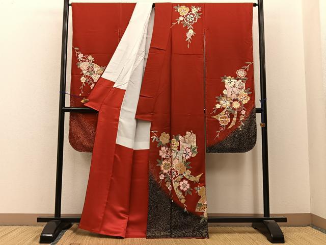 平和屋着物■豪華振袖　御所車花文　暈し染め　金銀彩　正絹　逸品　BAAY8070hj