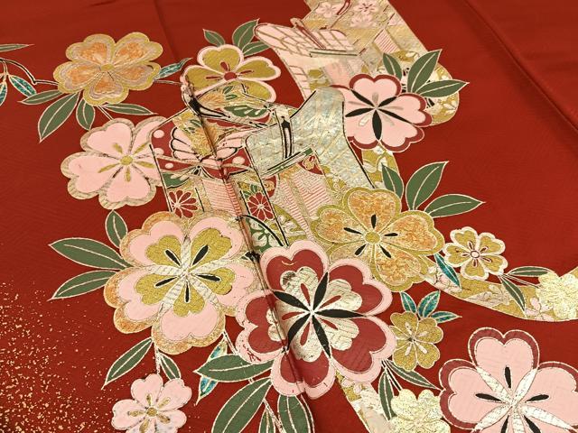 平和屋着物■豪華振袖　御所車花文　暈し染め　金銀彩　正絹　逸品　BAAY8070hj