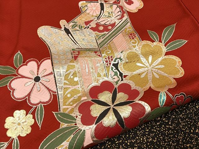 平和屋着物■豪華振袖　御所車花文　暈し染め　金銀彩　正絹　逸品　BAAY8070hj