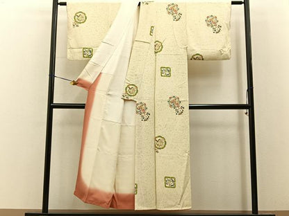 平和屋着物■上質な小紋　花絵皿　正絹　逸品　BAAY8072hj