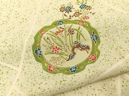 平和屋着物■上質な小紋　花絵皿　正絹　逸品　BAAY8072hj