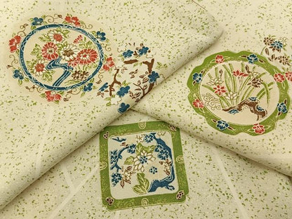 平和屋着物■上質な小紋　花絵皿　正絹　逸品　BAAY8072hj