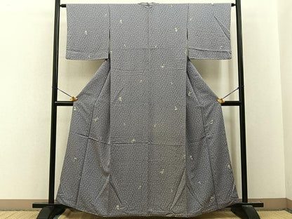 平和屋着物■上質な小紋　菊　金彩　正絹　逸品　BAAY8075hj