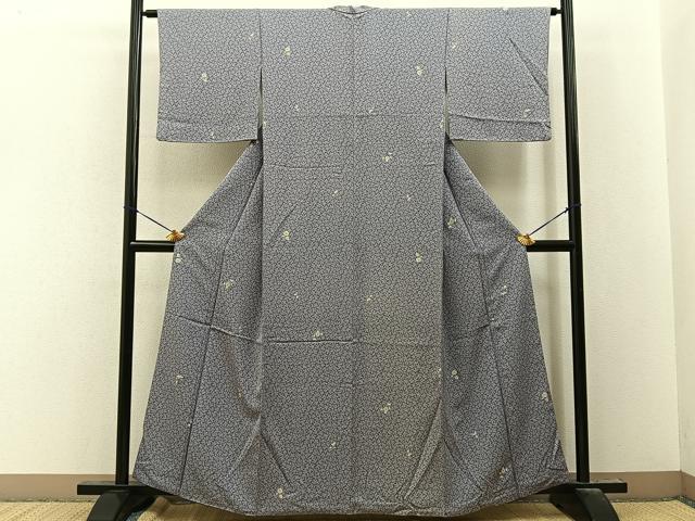 平和屋着物■上質な小紋　菊　金彩　正絹　逸品　BAAY8075hj