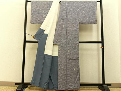 平和屋着物■上質な小紋　菊　金彩　正絹　逸品　BAAY8075hj