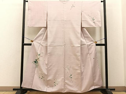 平和屋着物●訪問着　友禅　作家物　紬地　飾花文　正絹　逸品　未使用　BAAY8082hj
