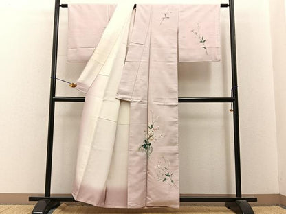 平和屋着物●訪問着　友禅　作家物　紬地　飾花文　正絹　逸品　未使用　BAAY8082hj