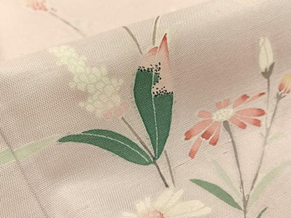 平和屋着物●訪問着　友禅　作家物　紬地　飾花文　正絹　逸品　未使用　BAAY8082hj