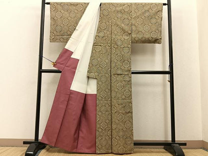平和屋着物■上質な紬　吉祥花文　正絹　逸品　BAAY8088hj