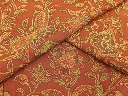 平和屋着物■上質な小紋　更紗花蝶文　正絹　逸品　BAAY8089hj