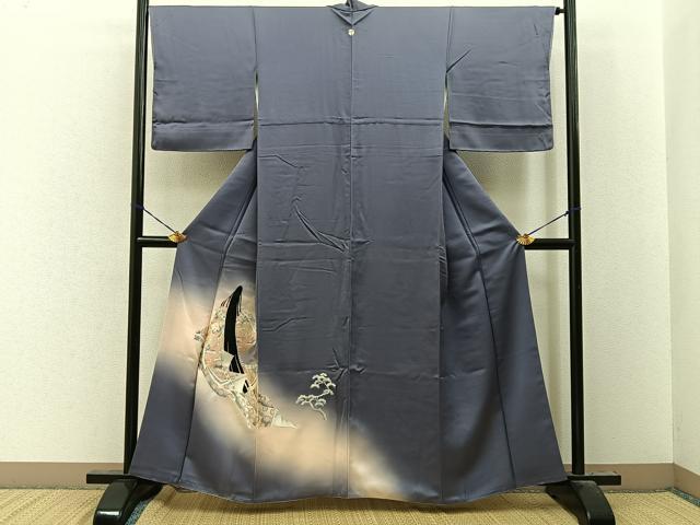 平和屋着物■豪華色留袖　総刺繍　十二単　暈し染め　銀糸　正絹　逸品　BAAY8093hj