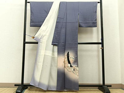 平和屋着物■豪華色留袖　総刺繍　十二単　暈し染め　銀糸　正絹　逸品　BAAY8093hj
