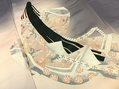 平和屋着物■豪華色留袖　総刺繍　十二単　暈し染め　銀糸　正絹　逸品　BAAY8093hj