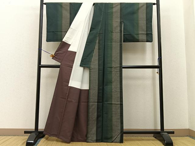 平和屋着物■本場縞大島紬　縞　正絹　逸品　BAAY8095hj