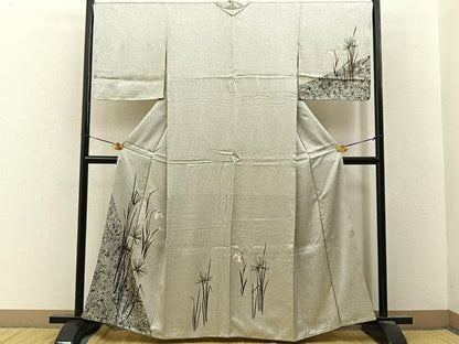 平和屋着物●訪問着　サギソウ　金彩　正絹　逸品　未使用　BAAY8096hj