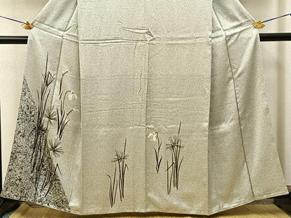 平和屋着物●訪問着　サギソウ　金彩　正絹　逸品　未使用　BAAY8096hj