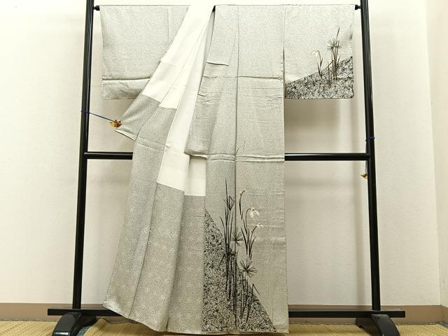 平和屋着物●訪問着　サギソウ　金彩　正絹　逸品　未使用　BAAY8096hj