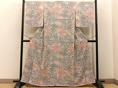 平和屋着物■上質な小紋　御所解文　暈し染め　金彩　正絹　逸品　BAAY8098hj