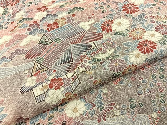 平和屋着物■上質な小紋　御所解文　暈し染め　金彩　正絹　逸品　BAAY8098hj
