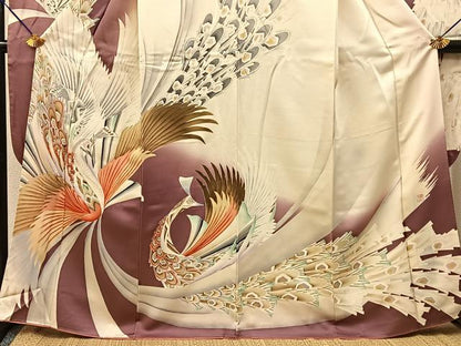 平和屋着物■豪華振袖　作家物　刺繍　鳳凰　暈し染め　銀彩　正絹　逸品　BAAY8100hj