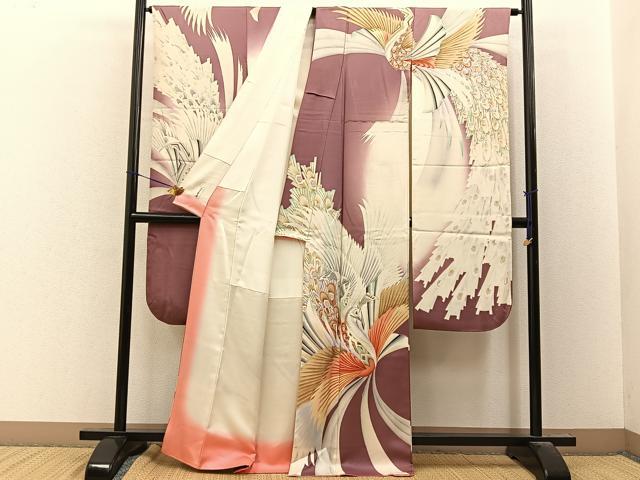 平和屋着物■豪華振袖　作家物　刺繍　鳳凰　暈し染め　銀彩　正絹　逸品　BAAY8100hj