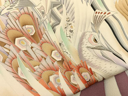平和屋着物■豪華振袖　作家物　刺繍　鳳凰　暈し染め　銀彩　正絹　逸品　BAAY8100hj