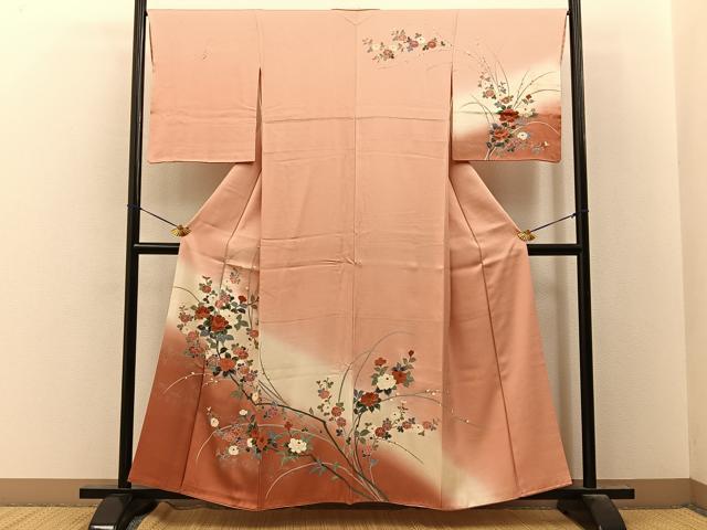 平和屋着物■訪問着　草花文　暈し染め　金彩　正絹　逸品　BAAY8101hj