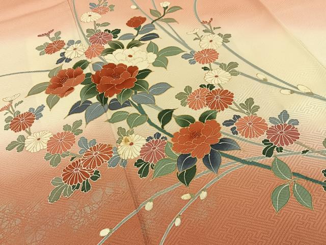 平和屋着物■訪問着　草花文　暈し染め　金彩　正絹　逸品　BAAY8101hj