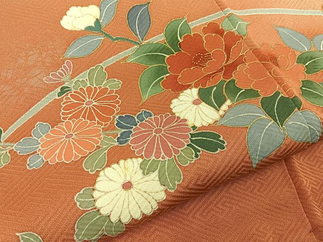 平和屋着物■訪問着　草花文　暈し染め　金彩　正絹　逸品　BAAY8101hj