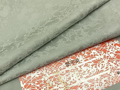 平和屋着物■上質な色無地　堅牢染　枝花地紋　蕎麦切色　反端付き　正絹　逸品　BAAY8105hj
