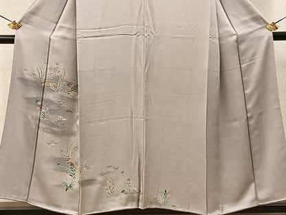 平和屋着物■訪問着　渡橋秋草文　暈し染め　金彩　正絹　逸品　BAAY8107hj