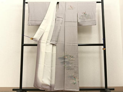 平和屋着物■訪問着　渡橋秋草文　暈し染め　金彩　正絹　逸品　BAAY8107hj