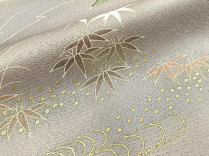平和屋着物■訪問着　渡橋秋草文　暈し染め　金彩　正絹　逸品　BAAY8107hj
