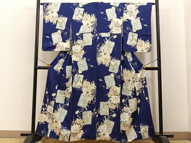 平和屋着物■上質な小紋　色紙重ね花文　金彩　正絹　逸品　未使用　BAAY8111hj