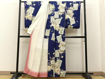 平和屋着物■上質な小紋　色紙重ね花文　金彩　正絹　逸品　未使用　BAAY8111hj