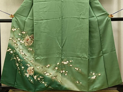 平和屋着物●訪問着　雪輪秋草文　暈し染め　金彩　正絹　逸品　BAAY8113hj