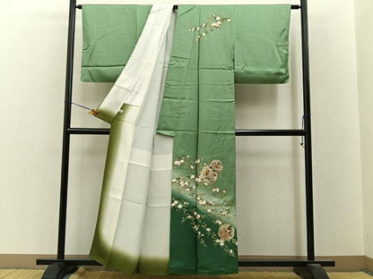 平和屋着物●訪問着　雪輪秋草文　暈し染め　金彩　正絹　逸品　BAAY8113hj