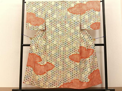 平和屋着物■訪問着　雲取鹿の子麻の葉文　正絹　逸品　BAAY8115hj