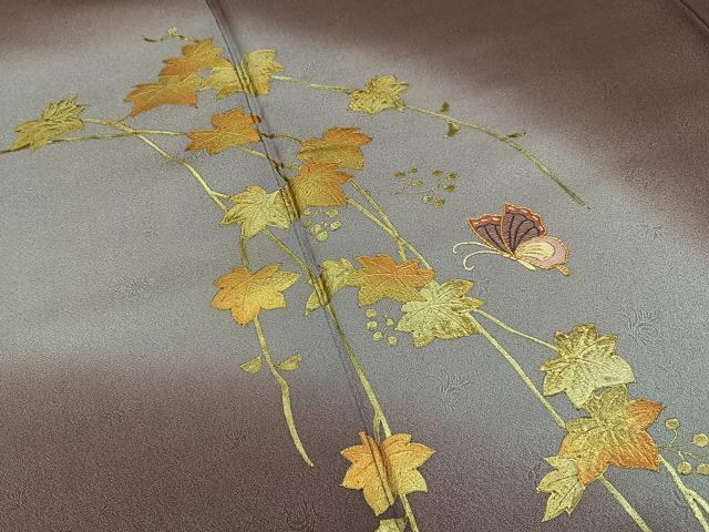 平和屋着物●訪問着　駒刺繍　舞蝶蔦の葉文　暈し染め　金彩　正絹　逸品　BAAY8119hj