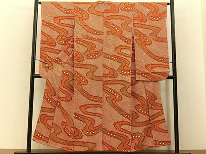 平和屋着物●豪華振袖　総絞り　流線文　正絹　逸品　BAAY8125hj