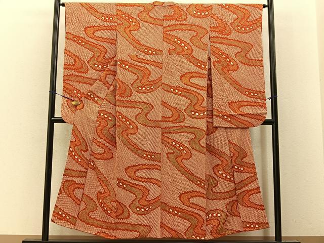 平和屋着物●豪華振袖　総絞り　流線文　正絹　逸品　BAAY8125hj