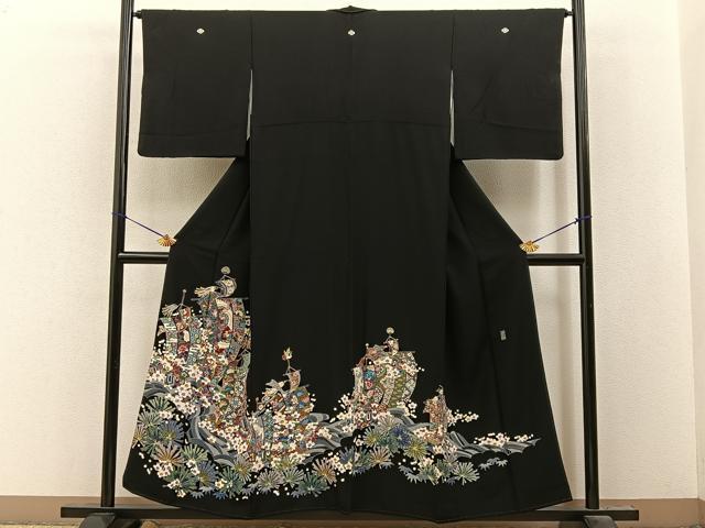 平和屋着物●本加賀友禅作家　泉広治　黒留袖　帆　宝尽くし花鳥文　正絹　逸品　BAAY8130hj