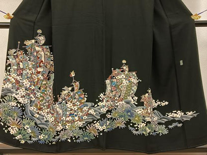 平和屋着物●本加賀友禅作家　泉広治　黒留袖　帆　宝尽くし花鳥文　正絹　逸品　BAAY8130hj