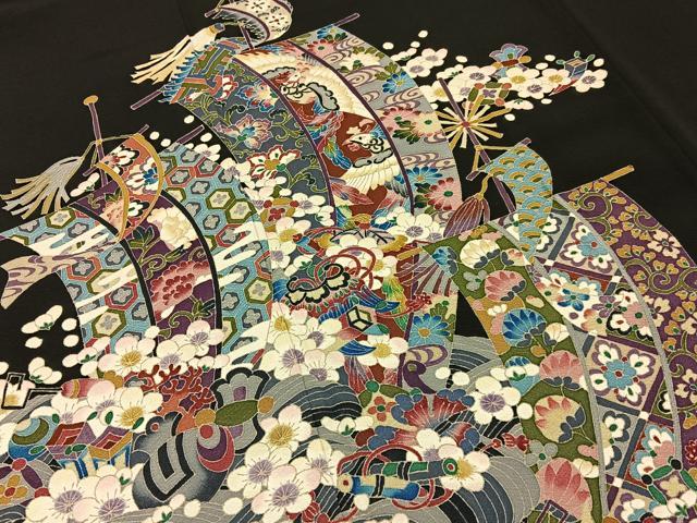 平和屋着物●本加賀友禅作家　泉広治　黒留袖　帆　宝尽くし花鳥文　正絹　逸品　BAAY8130hj