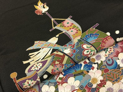 平和屋着物●本加賀友禅作家　泉広治　黒留袖　帆　宝尽くし花鳥文　正絹　逸品　BAAY8130hj